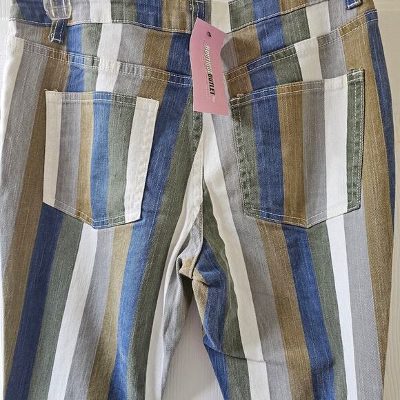 Hope L Bell Bottom Jeans Vintage Style Striped Boho Retro Y2K Hippie 70's Retro - Picture 10 of 14